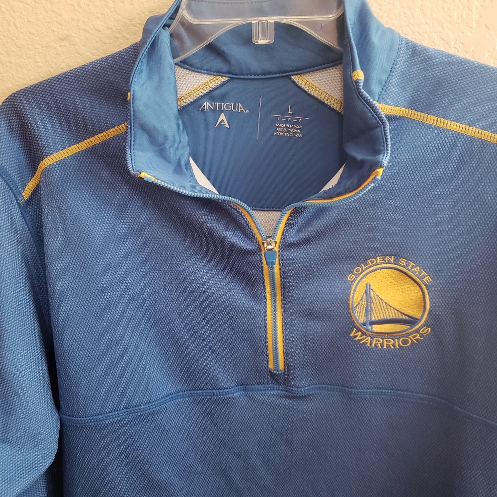 Warriors Partial Zip Pull Over Shirt Size Large - image 3